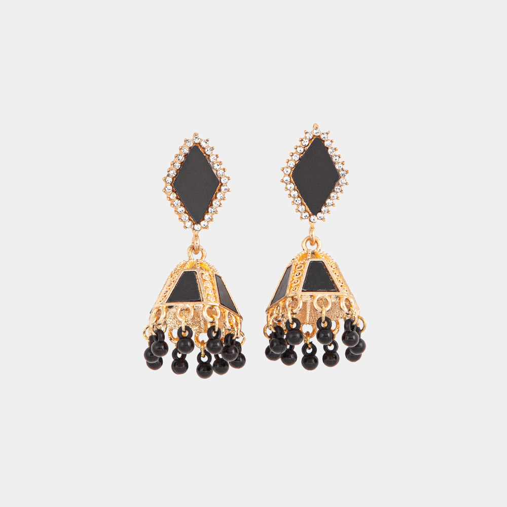 black and gold jhumka earrings – Black and Gold Jhumka Earrings | Lemis Pakistan