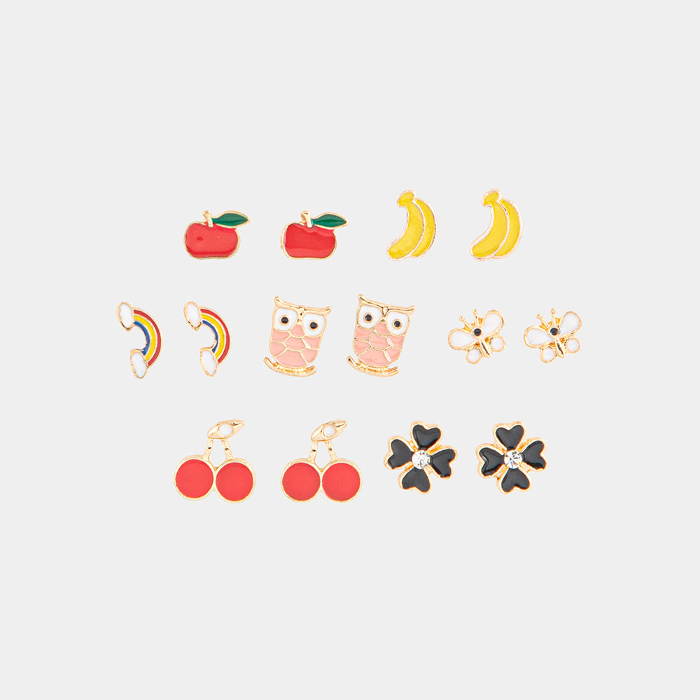 7 piece cute stud earring set – 7-Piece Cute Stud Earring Set | Lemis Pakistan