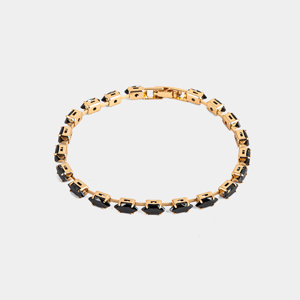 black crystal gold tone bracelet – Black Crystal Gold-Tone Bracelet | Lemis Pakistan